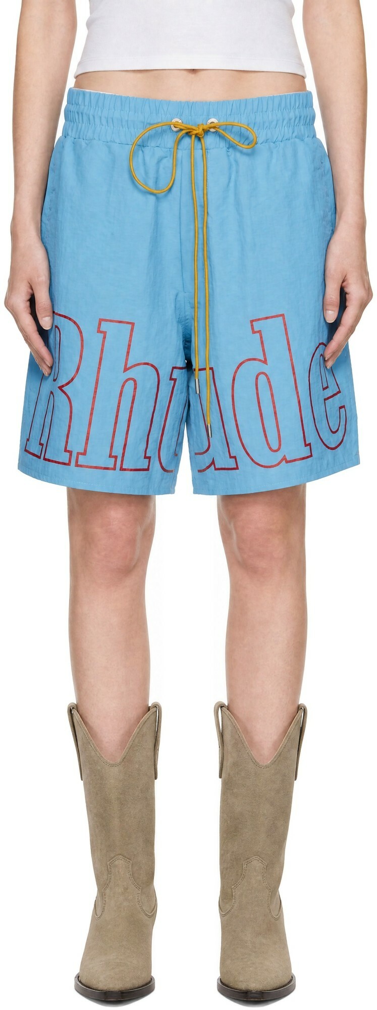 Rhude Blue Logo Track Shorts
