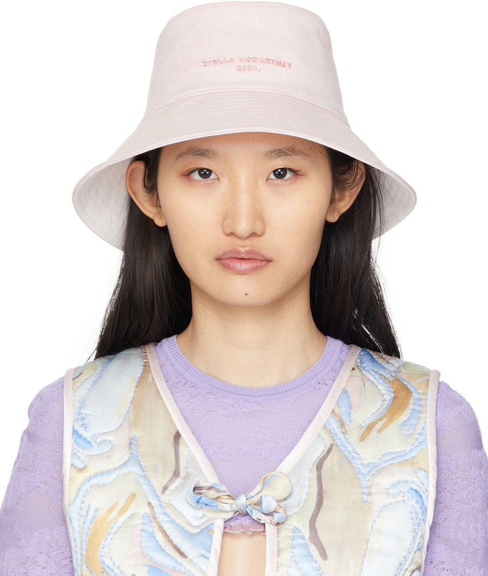 Stella McCartney Reversible Pink & White Denim Bucket Hat Stella McCartney