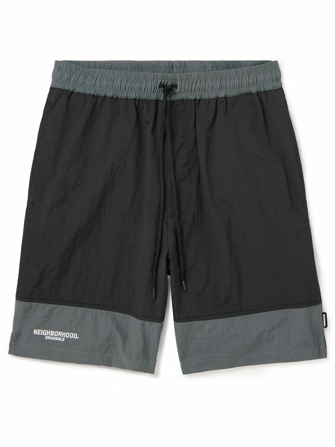 Photo: Neighborhood - Straight-Leg Logo-Embroidered Taffeta Drawstring Shorts - Black