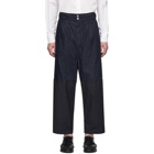 Comme des Garcons Homme Navy Multi-Fabric Garment-Dyed Trousers