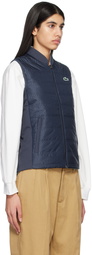 Lacoste Navy & Blue Quilted Reversible Vest