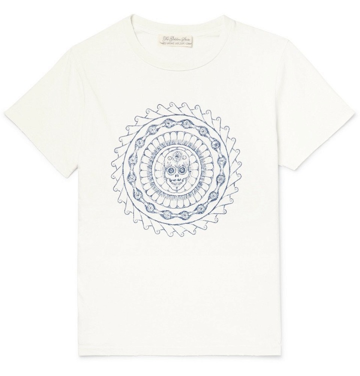 Photo: Remi Relief - Distressed Embroidered Cotton-Jersey T-Shirt - White
