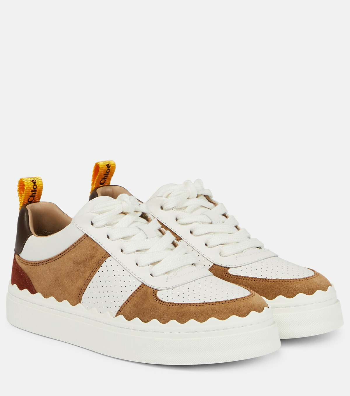 Chloé Lauren leather and suede sneakers Chloe