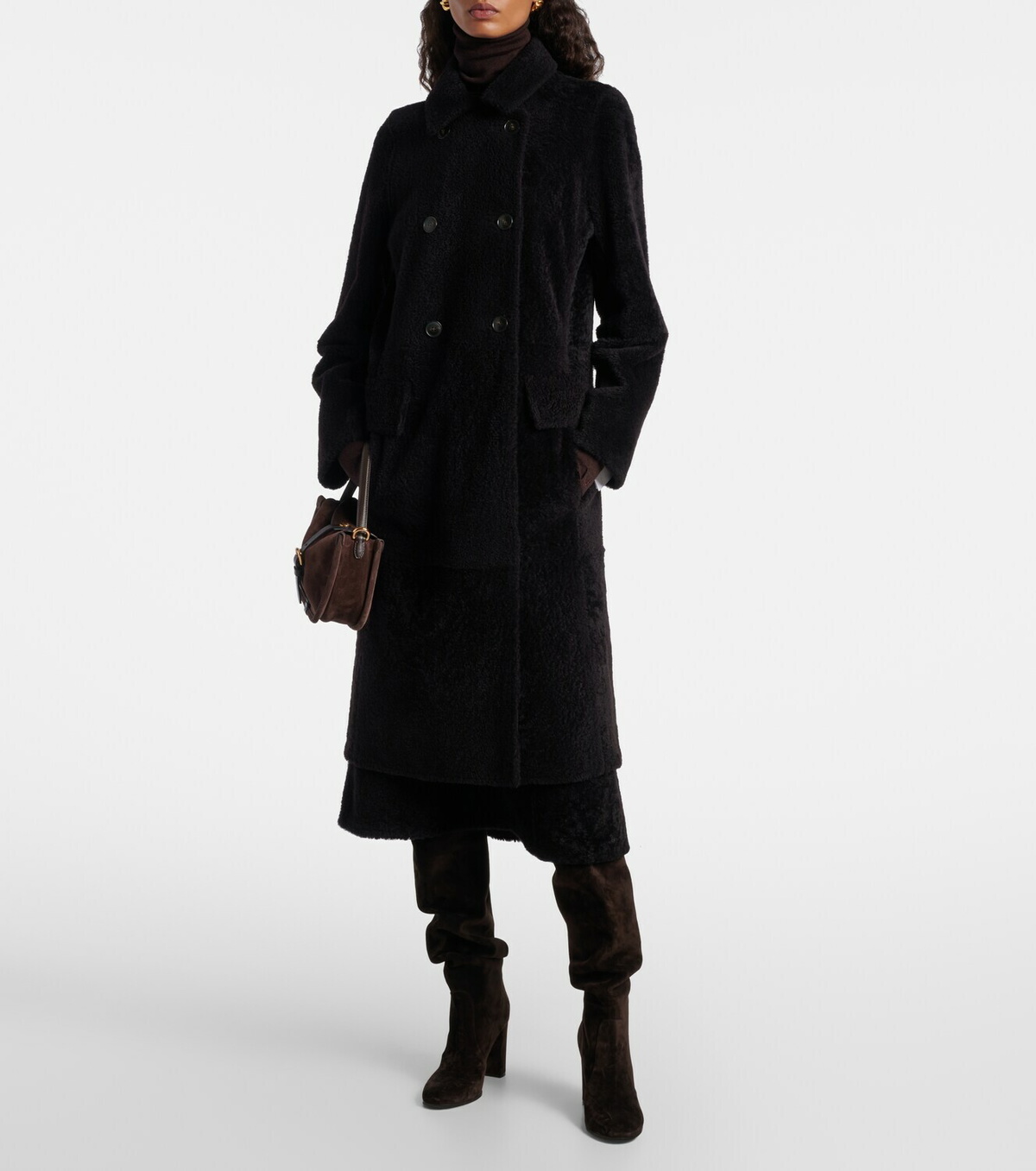 Yves Salomon Double-breasted shearling coat