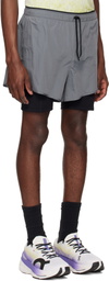 On Gray Performance Volt Running Shorts