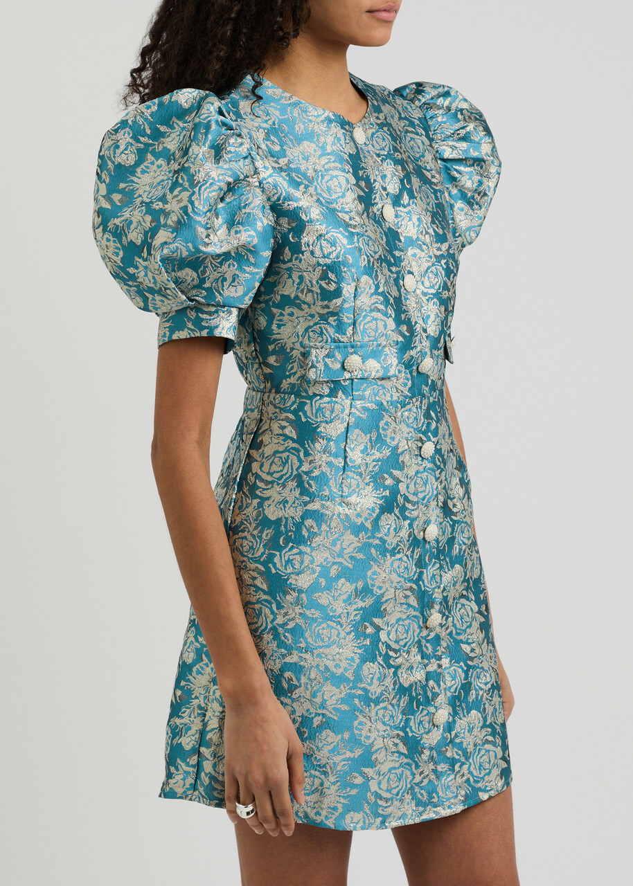 Sister Jane Sapphire bow Cloqu Mini Dress Blue Sister Jane