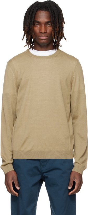 Photo: BOSS Beige Merino-Wool Slim Fit Sweater
