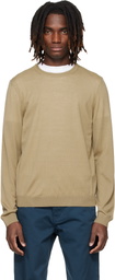 BOSS Beige Merino-Wool Slim Fit Sweater