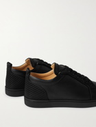 CHRISTIAN LOUBOUTIN - Rantulow Grosgrain-Trimmed Perforated Leather Sneakers - Black