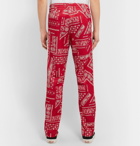 Palm Angels - Webbing-Trimmed Printed Tech-Jersey Track Pants - Red