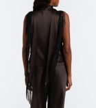 SIR Lula fringed scarf-detail silk top