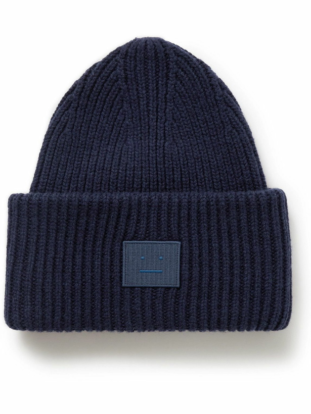 Photo: Acne Studios - Logo-Appliquéd Ribbed Wool Beanie