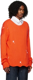 424 Orange Distressed Sweater