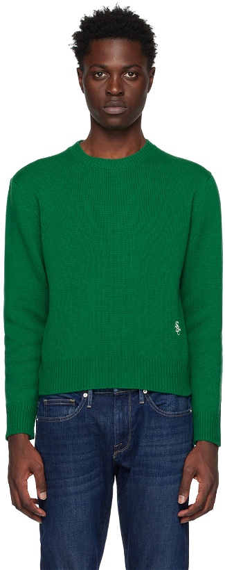 Photo: Sporty & Rich Green Embroidered Sweater