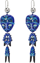 Tory Burch Silver & Blue Alien Earrings