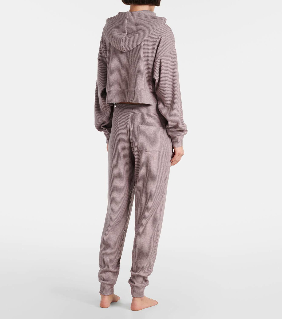 Alo Yoga Muse ribbed-knit cropped hoodie Alo Yoga