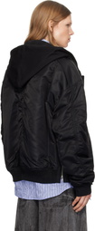 Juun.J Black Hood Detachable MA-1 Bomber Jacket