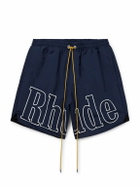 Rhude - Straight-Leg Logo-Print Nylon Drawstring Shorts - Blue