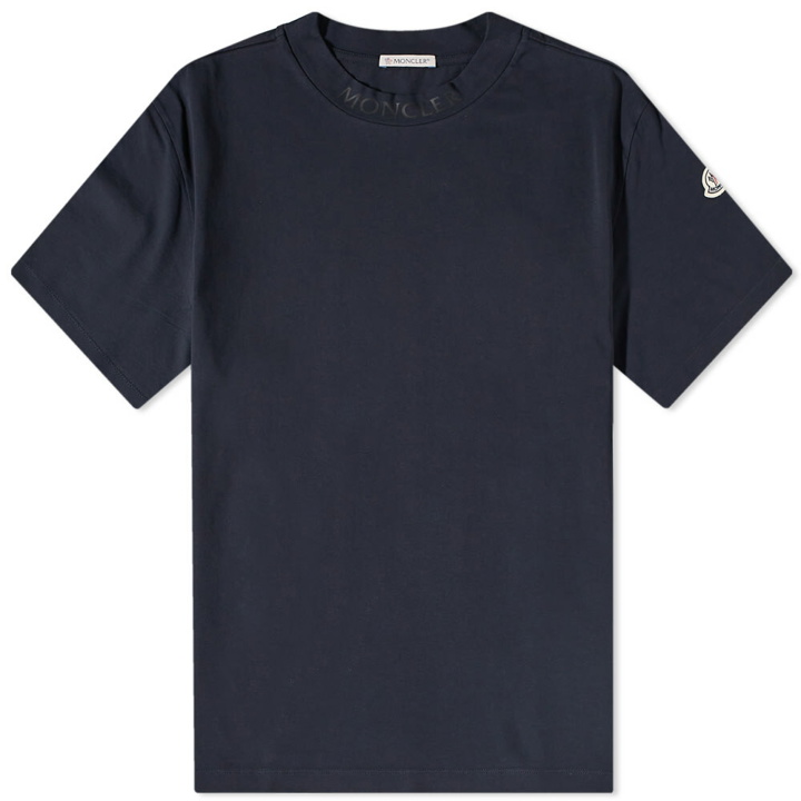 Photo: Moncler Men's Logo Collar T-Shirt in Navy