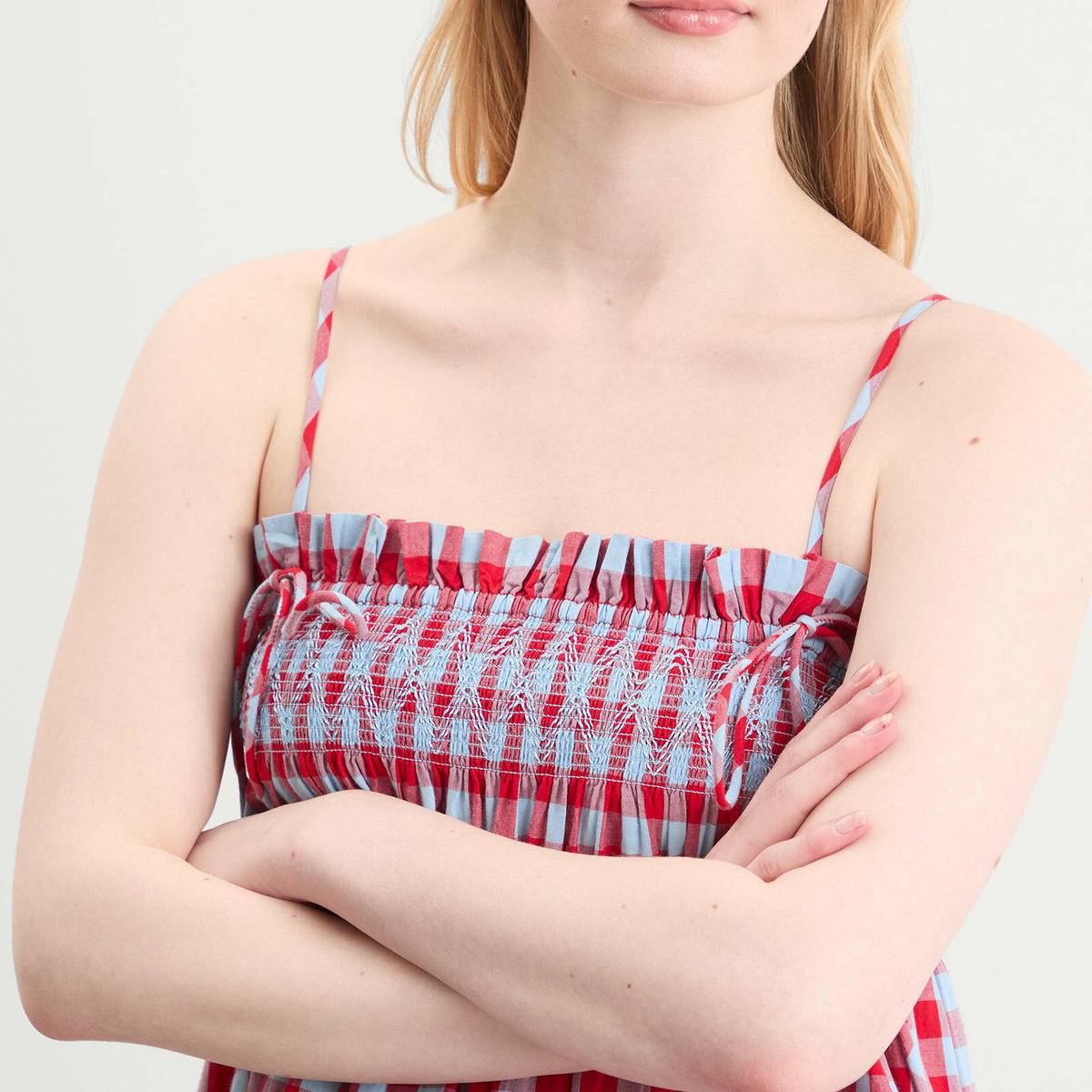Damson Madder Women's Lilo Mini Dress in Blue/Red