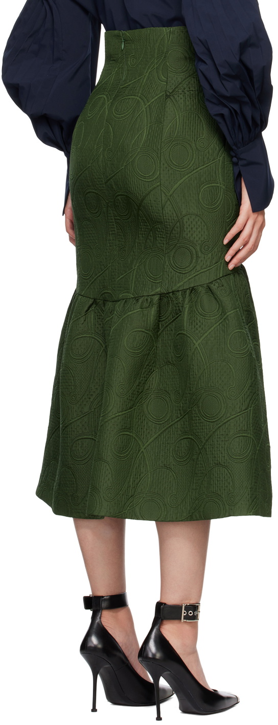 Mame Kurogouchi Green Jomon Arabesque Maxi Skirt Mame Kurogouchi