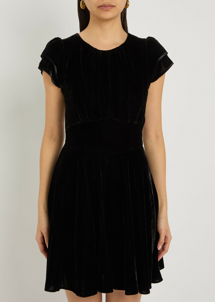 Paige Khai Velour Mini Dress Black