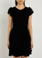 Paige Khai Velour Mini Dress Black