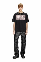Diesel T-shirt with large gabardine patch logo - T-Shirts Mens in Black