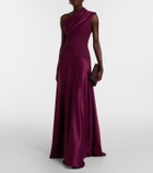 Solace London Gabriela draped one-shoulder satin gown