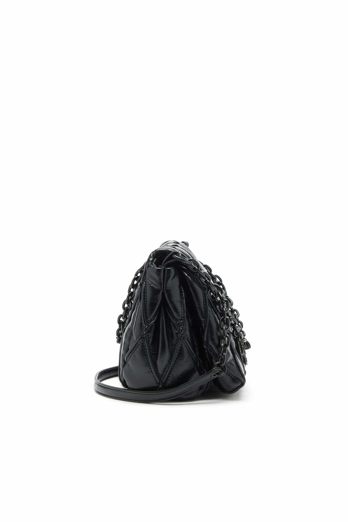 Diesel Charm-D - Shoulder bag in shiny quilted PU - Shoulder Bags Womens in Black