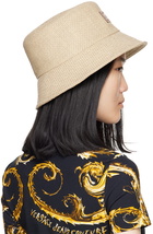 Versace Beige Logo Raffia Bucket Hat