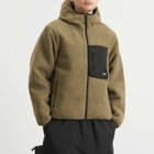 Taion Men's Mountain Boa Hooded Fleece Jacket in Dark Beige/Black