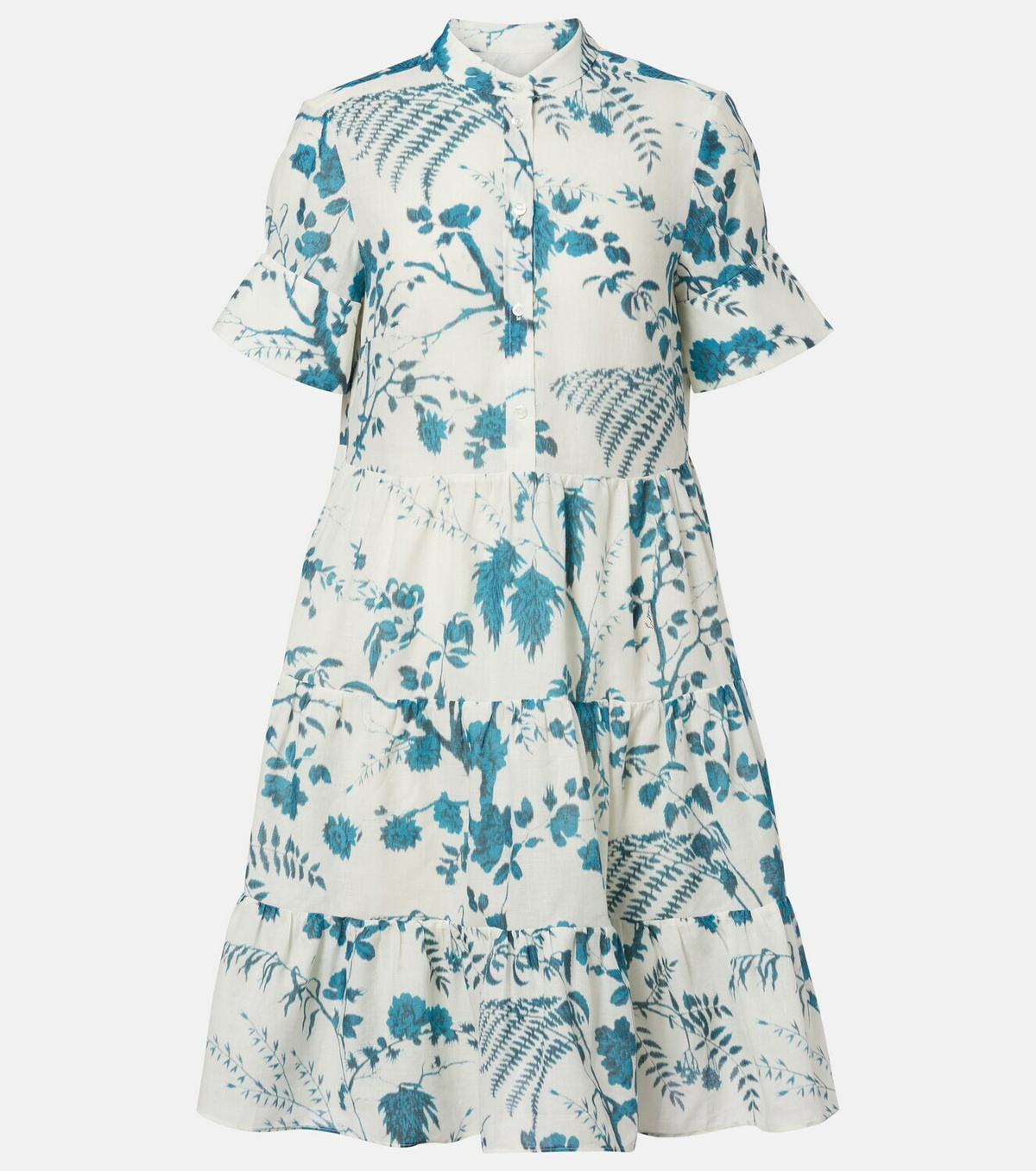 Erdem Floral tiered cotton and linen minidress