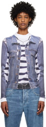 Y/Project Blue & White Jean Paul Gaultier Edition Trompe L'Oeil Denim Jacket T-Shirt
