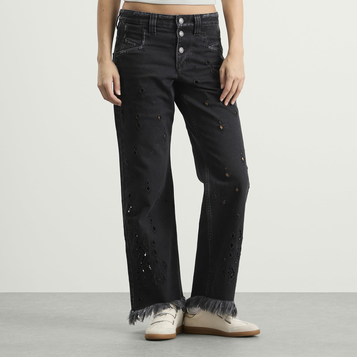 Isabel Marant Women's Amia Embroidered Jeans in Black