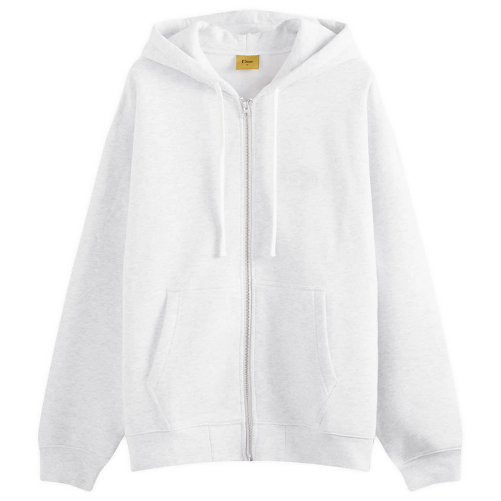 Photo: Dime Men's Cursive Small Logo Zip Hoodie in Ash