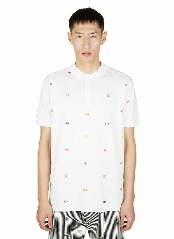 Photo: Graphic Embroidery Polo Shirt in White
