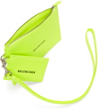 Balenciaga Yellow Leather Cash Card Holder & Pouch