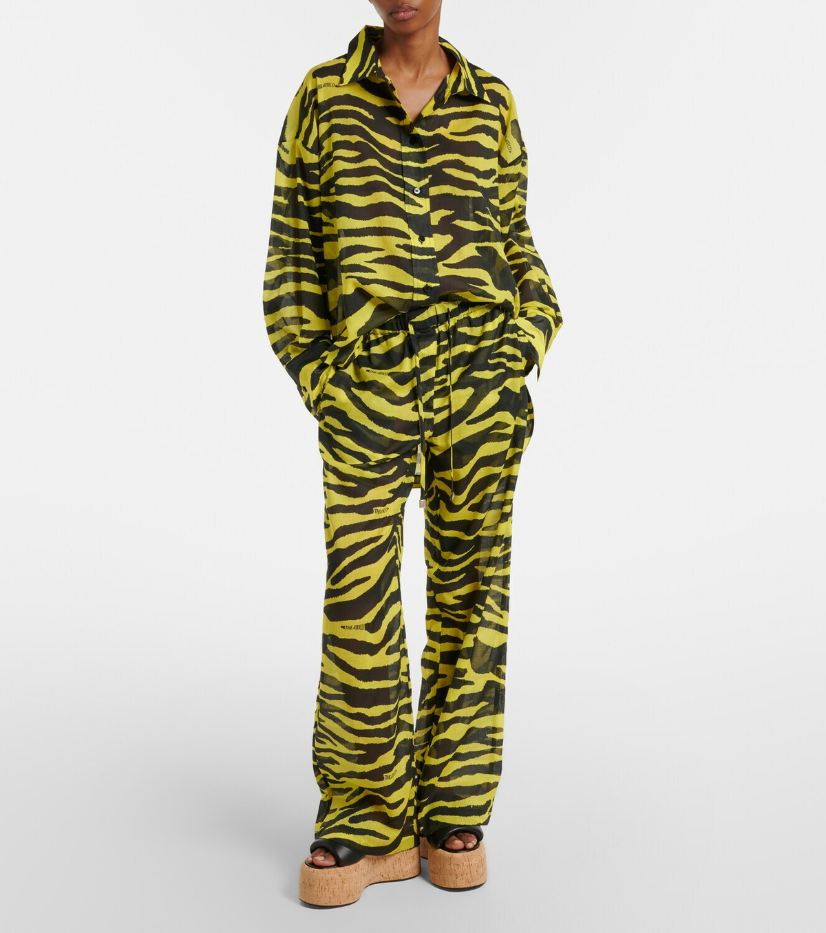 The Attico Animal-print cotton muslin shirt