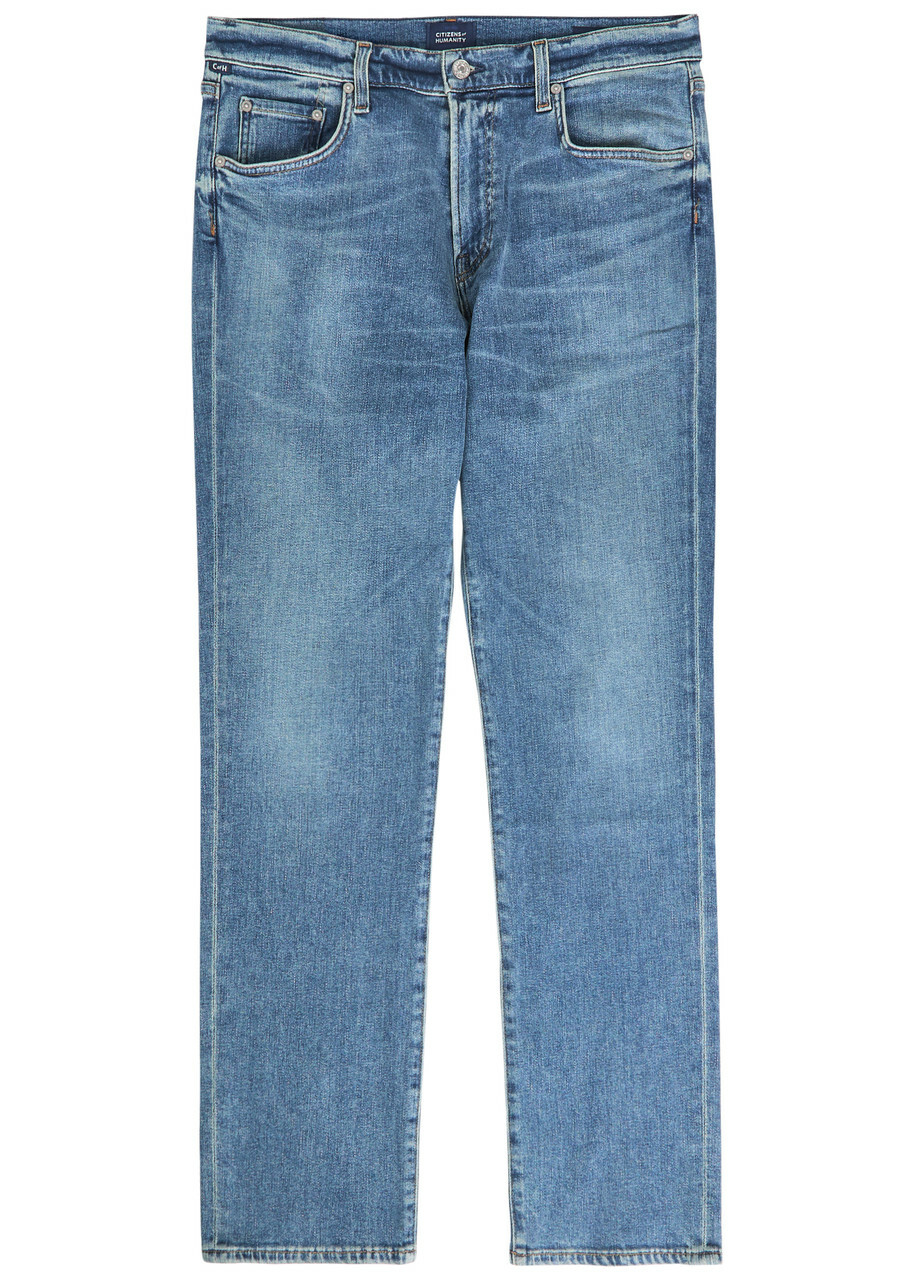 Citizens OF Humanity Gage Straight-leg Denim and Cashmere-blend Jeans Mid Blu