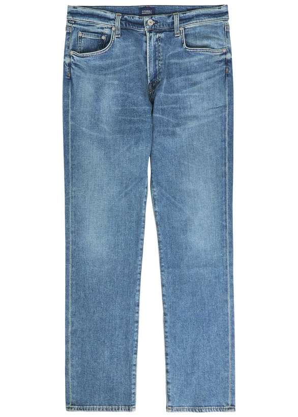 Photo: Citizens OF Humanity Gage Straight-leg Denim and Cashmere-blend Jeans Mid Blu
