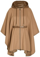 Moncler Hooded Belted Wool-blend Cape Coat - Beige - One Size
