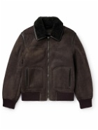 Tod's - Leather-Trimmed Shearling Bomber Jacket - Brown