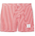 Thom Browne - Mid-Length Striped Seersucker Swim Shorts - Red