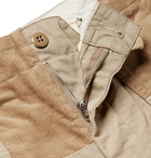 Engineered Garments - Cropped Patchwork Cotton-Ripstop, Twill and Corduroy Drawstring Trousers - Beige