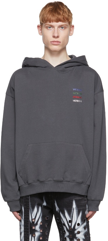 Photo: We11done Grey Logo Patched Hoodie