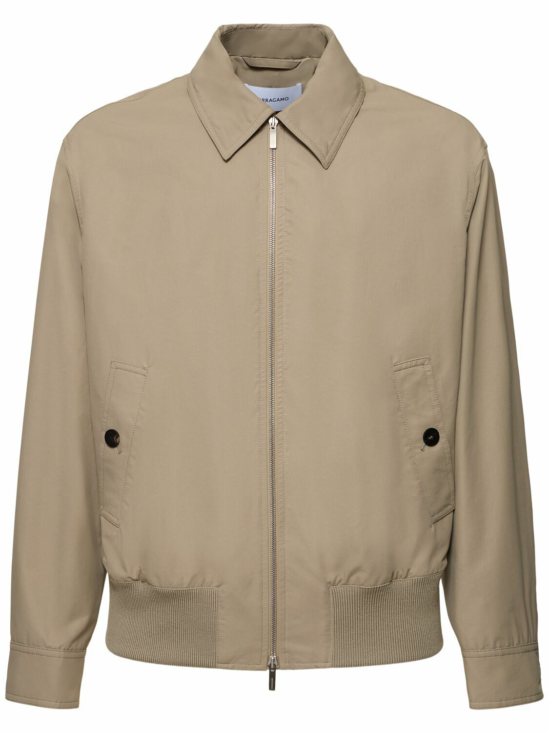 Ferragamo フェラガモ 綿ジャケット　ベージュ　48 FERRAGAMO Brushed Cotton & Nylon Jacket Salvatore Ferragamo