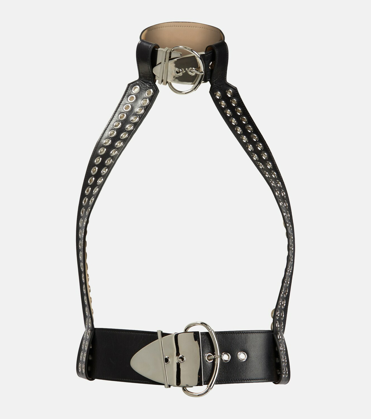 Rabanne Leather Eyelet Harness (one size) Eyelets No.1 – Studded Leather Guitar Strap – FULL METAL main image 3