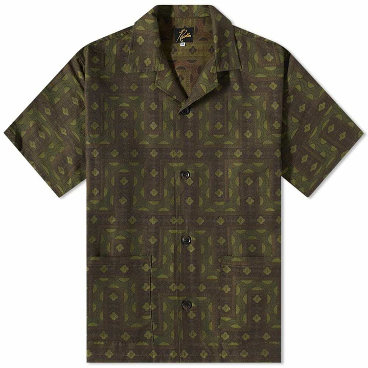 Photo: Needles Men's Ethnic Jacquard Cabana Vacation Shirt in Olive