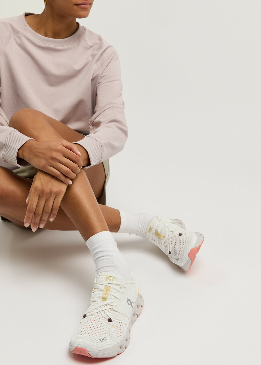 ON Cloud X 4 Panelled Mesh-knit Sneakers Ivory On